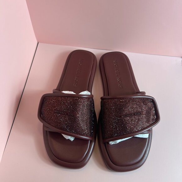MICHEAL KOR  SUKI SUEDE CRYSTAL SLIDE (9) - Picture 4 of 14